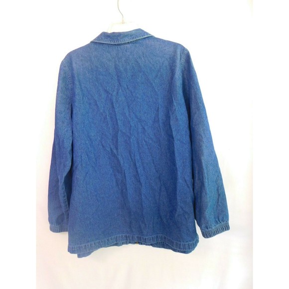 BLAIR Womens Denim Blue Jean Jacket Dark Wash Sz Large Full Zipper w Butterflys - Picture 3 of 6